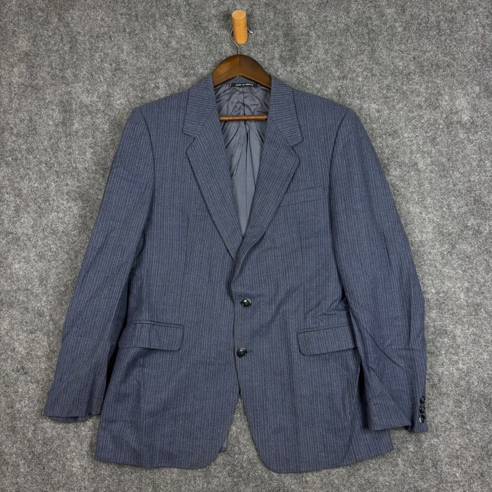 Dormeuil Vintage Mens Pinstripe Blazer Blue Wool Made in France Sport Coat 50
